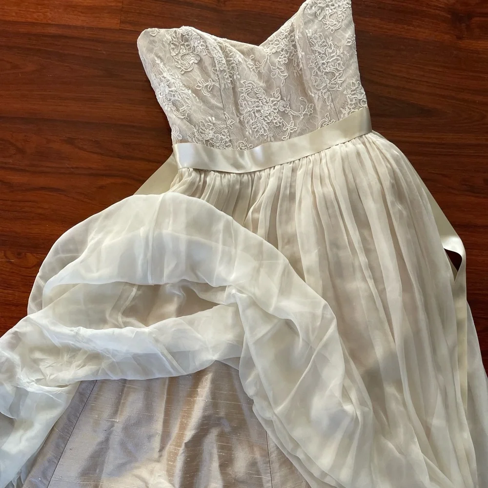 100% Pure Silk Wedding Dress Almond & Ivory Seattle Bridal Size 4 - Picture 4 of 17